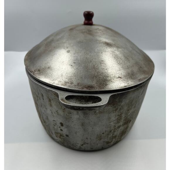 Vintage Super Cast Aluminum Dutch Oven 5 Quart Roaster Primitive Pan W Lid - Picture 2 of 8